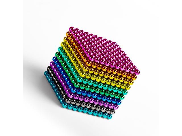 DOTSOG Stress Relief Desk Toys Colorful Magnet Balls Toy 1000 PCS 5mm Magnetic Balls Cube Gadget Toys Desk Sculpture Decor Fidget Toy for Anxiety, Autism, Boredom (multicolor)