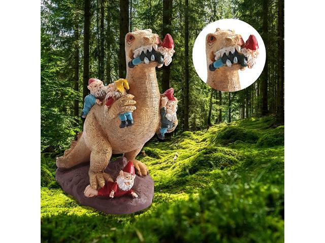 Dotsog Dinosaur Eating Garden Gnome Statues Decor 6 Inchers Interesting Resin Art Outdoor Statue For Home Yard Art Decoration Housewarming Gift Newegg Com