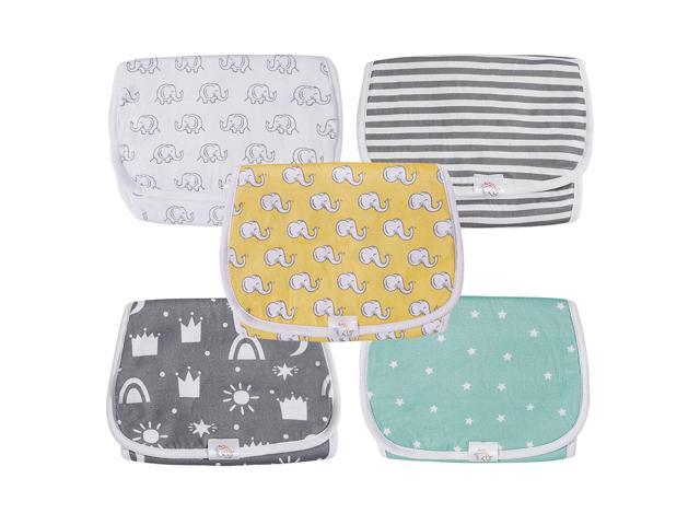 DOTSOG 5 Pack Baby Burp Cloths,Burp Cloth Sets for Unisex,Organic Kids Burp Set,100% Organic Burp Cloth, Soft, Breathable Burp Cloths(21"x10") for Baby Boys and Girls