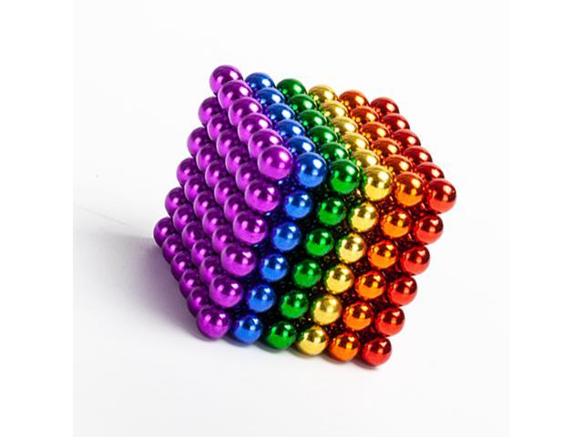 512 pcs 5mm 8 Colors Magnetic Balls Large Cube Rainbow Building Blocks Toys Sculpture Educational Game Fun Office Toy for Adults Intelligence Learning Development Imagination Stress Relief Gift 