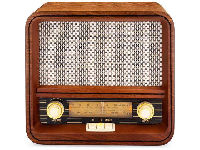 ClearClick Retro AM/FM Radio with Bluetooth - Classic Wooden Vintage Retro  Style Speaker 