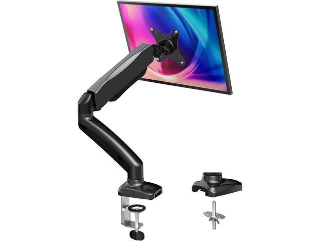 HUANUO Single Monitor Arm, Adjustable Gas Spring Monitor Mount ,Monitor Desk Mount for 13 to 32 Inch Screen with Clamp, Grommet Mounting Base