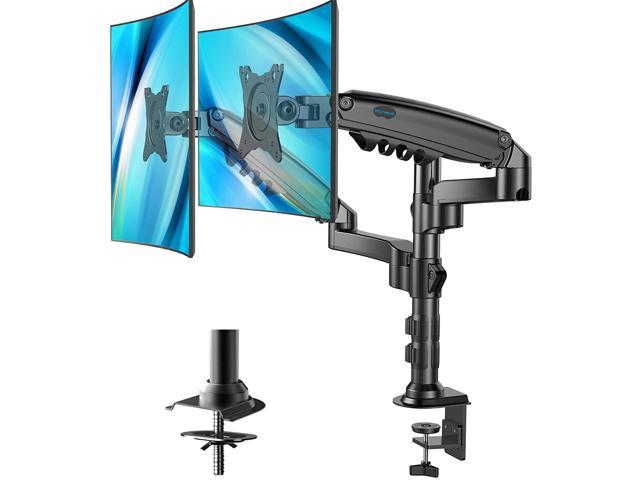 Dual Monitor Stand for 17-32 inch Screens, Height Adjustable Gas Spring Monitor Arm, Full Motion Monitor Mount Support VESA 75/100mm