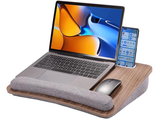 Lap Laptop Desk - Portable Lap Desk with Pillow Cushion, Fits up to 15.6 inch Laptop, with Anti-Slip Strip & Storage Function for Home Office Students Use as Computer Laptop Stand, Book Tablet