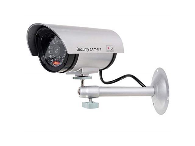 Photo 1 of WALI Bullet Dummy Fake Surveillance Security CCTV Dome Camera Indoor Outdoor with one LED Light + Security Alert Sticker Decals , Silver