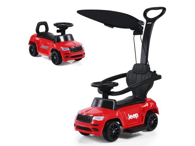 Giantex 3 in 1 Licensed Jeep Kids Push Car Toddler Stroller Walking Car w/ Canopy Red