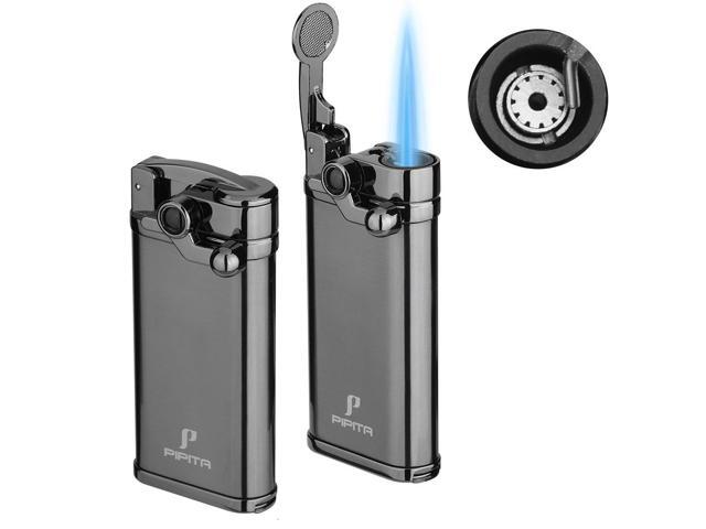 PIPITA Cigar Torch Lighter Gift Set,Windproof Triple Jet Flame Torch Cigar Lighter With Punch And Cutter Set, Refillable Buntane Gas Lighters (Without Gas) (Yellow - View #4