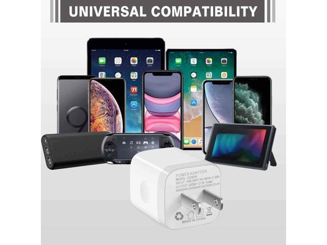 Power-7 USB Wall Charger Samsung Android Cell Phones Moto LG 5-Pack 2.1A/5V Dual Port USB Cube Power Adapter Charger Plug Charging Block Compatible with iPhone 11/Xs Max/XR/X/8/8 Plus/7/6S/6 Plus 