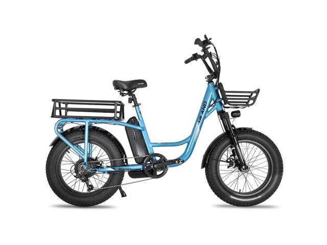 HILAND Electric Cargo Bike 750W 48V Motor 15Ah Battery Electric Bicycle for Women Men, 20 x 4.0 inch Fat Tire Shimano 7 Speeds 25 MPH Cargo EBike