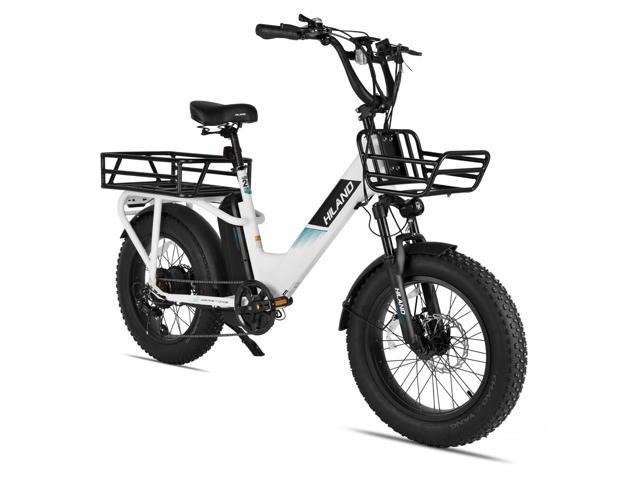 HILAND Cargo Electric Bike Cruiser for Adults Fat Tire 750W 25 MPH Motor, 20 inch 7 Speeds City Road Commuter Electric Bicycle, 15AH 720WH Battery Power