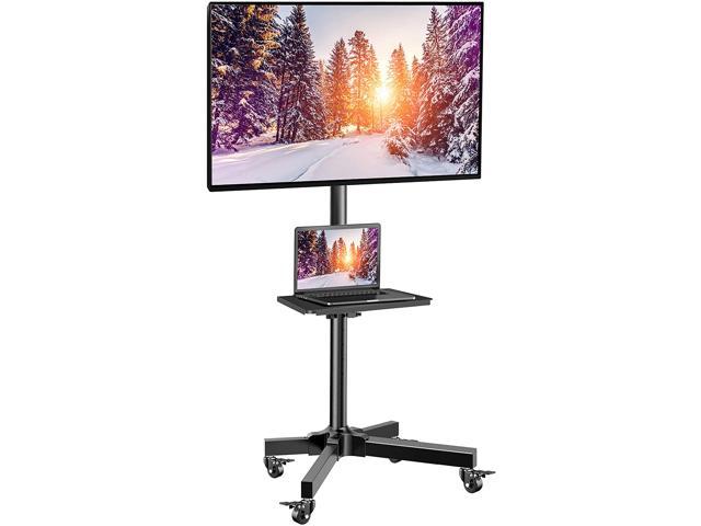 Mobile TV Cart with Wheels for 23-55" LCD LED OLED Flat Curved Screen Outdoor TV Height Adjustable Shelf Cart Floor Stand Holds Up to 55 lbs Mobile Monitor Stand