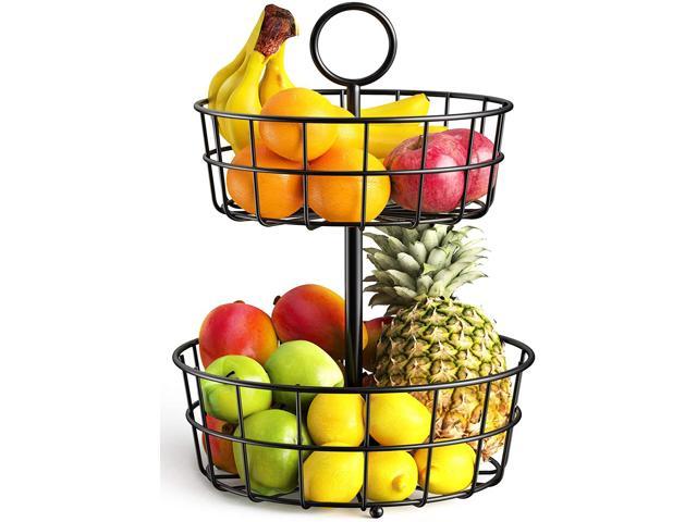 DEVITOR Three-layer Iron Fruit Bowl Fruit Basket Countertop Stand Home Storage Basket 