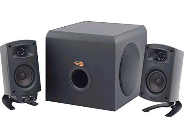 klipsch promedia 2.1 thx certified computer speaker system (black) (renewed)