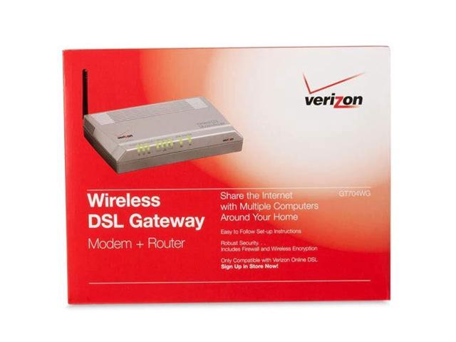 Actiontec GS583AD3-06 Verizon GT704WG Wireless DSL Gateway 54 Mbps Auto-fallback @ IEEE 802.11b/g  6 Mbps IEEE 802.11g  11 Mbps Auto-fallback @ IEEE 802.11b  1 Mbps IEEE 802.11b 4 x RJ-45 10/100Base-TX LAN 1 x RJ-11 ADSL WAN 1 x USB IEEE 80