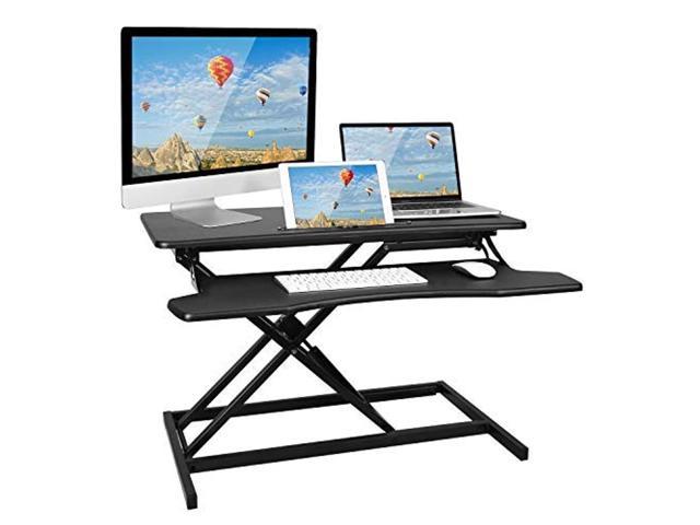 HUANUO Standing Desk Converter Height Adjustable Sit Stand Desk with Cup Pad 5 Height Adjustments 