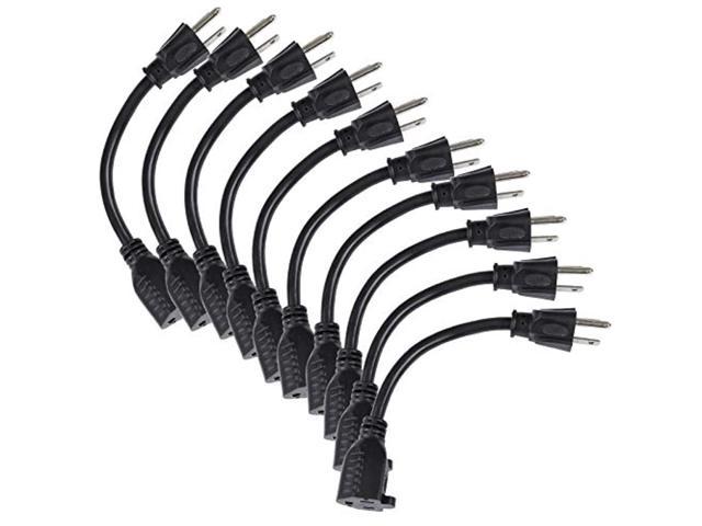 3 Prong 16AWG Etekcity 10 Pack 1 Foot Power Extension Cord Cable Outlet Saver 