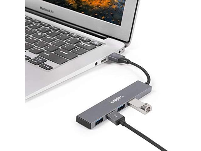 Ultra-Slim Aluminum Data USB Hub and USB Extension Cable Supported Charging Compatible with MacBook Windows PC Mac Mini iMac Kopplen 4-Port USB 3.0 Hub Surface Pro XPS Laptop Mac Pro 