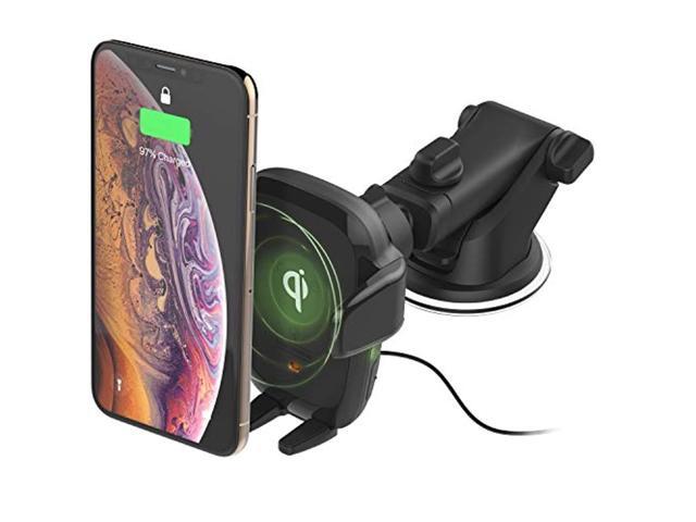 iottie wireless car charger auto sense qi charging automatic clamping dashboard phone mount for iphone, samsung galaxy, huawei, lg, smartphones
