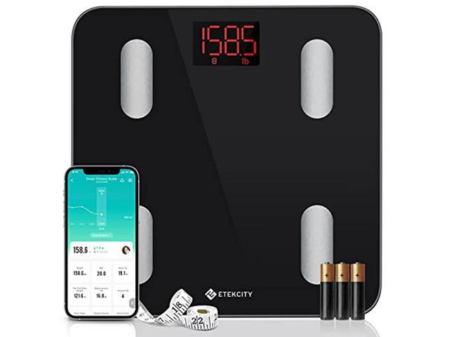 Photo 1 of etekcity scales for body weight, bathroom digital weight scale for body fat, smart bluetooth scale for bmi, and weight loss, sync 13 data with other fitness apps, black, 11x11 inch