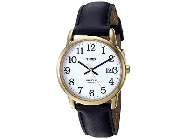 timex men's t2h291 easy reader 35mm black leather strap watch 