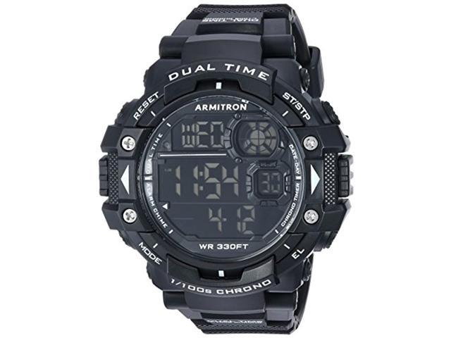 armitron sport men's 40/8309blk digital chronograph black resin strap watch