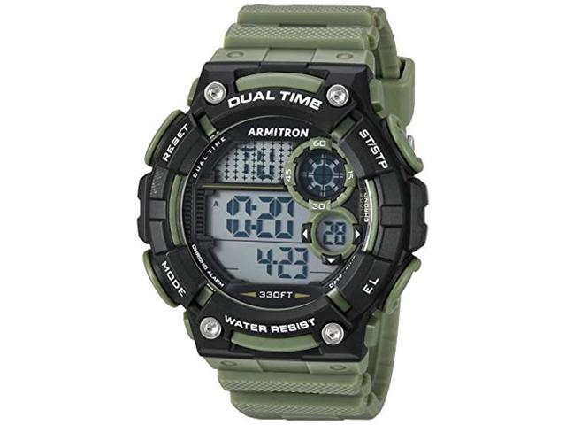 armitron sport men's 40/8445dgn digital chronograph dark green resin strap watch