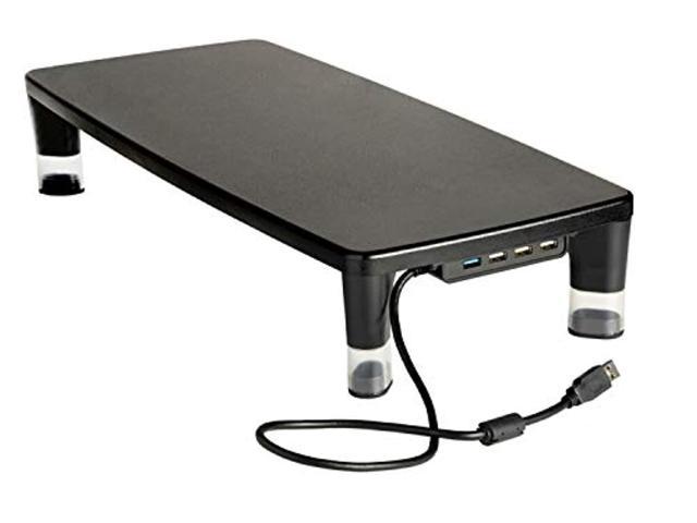 3M Monitor Stand MS100B 21.6" x 9.4" x 2.7" to 3.9" Black/Clear Supports 33 lbs.