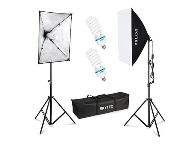 Softbox Lighting Kit skytex Continuous Photography Lighting Kit with 2x20x28in Soft Box Photo Studio Lights Equipment for Camera Shooting Video Recording 2x135W 5500K E27 Bulb