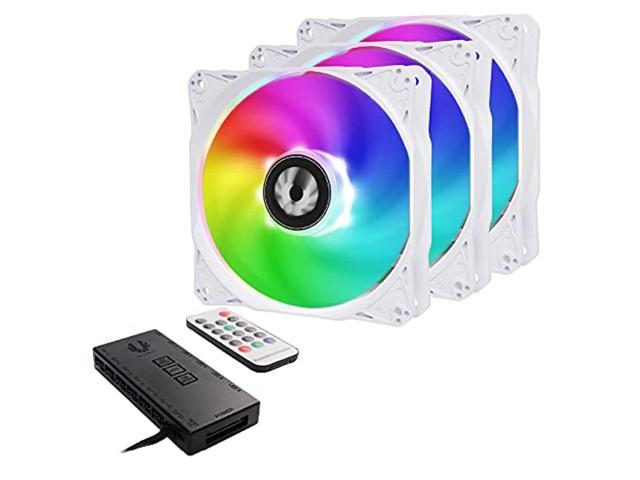 bitfenix spectre se 3x 120mm argb fan kit white with controller and remote, bff-add-12025sw-3cp