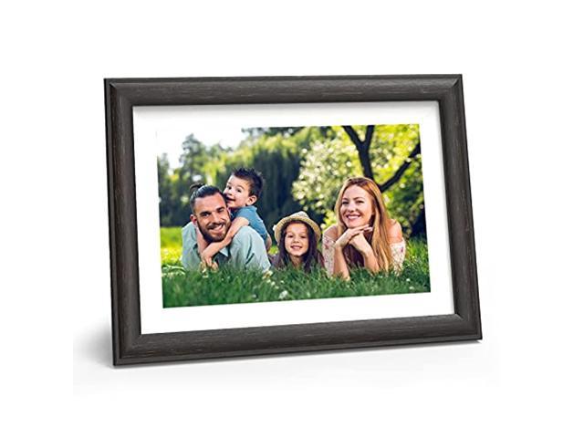 Smart Photo Frame with Touch Screen WiFi Digital Picture Frame 10-inch Electric Picture Frame Share Photos and Videos via App Cloud with Brown Wood Frame by FLYAMAPIRIT 
