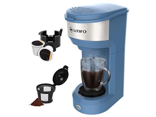 K-Cup Coffeemaker With Permanent Filter 6oz to 14oz Mug One-touch Control Button with Illumination Single Serve Coffee Maker Brewer for Single Cup Blue 