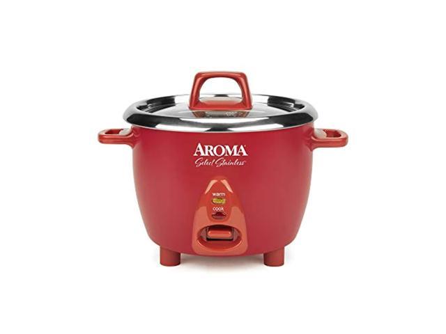 Photo 1 of aroma housewares select stainless rice cooker & warmer with uncoated inner pot, 6-cup(cooked)/ 1.2qt, arc-753sgr, red