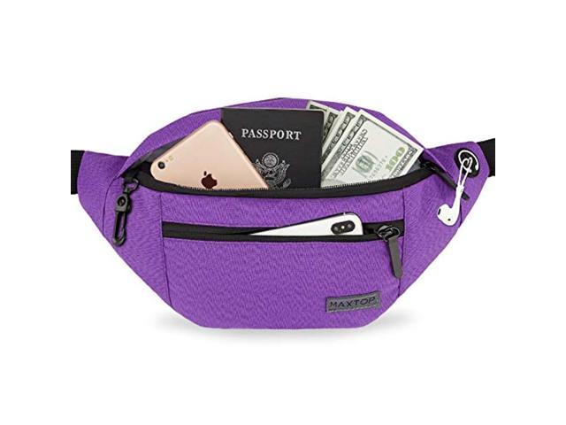 MAXTOP Large Crossbody Fanny Pack with 4-Zipper Pockets,Gifts for Enjoy Sports Festival Workout Traveling Running Casual Hands-Free Wallets Waist Pack Phone Bag Carrying All Phones 