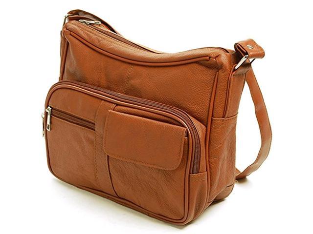 women's leather organizer purse shoulder bag multiple pockets