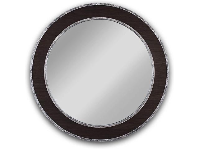 Black Benjara CH8M016BK30-FRD Reflection Black Finish Round Framed Wall Mirror 30 Height