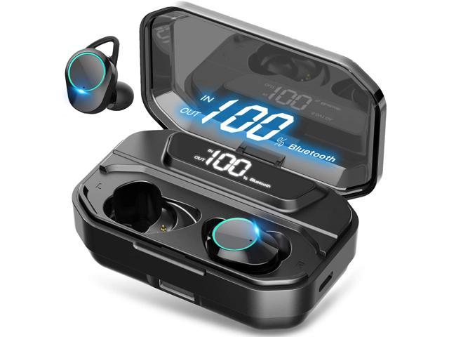 Abelanja True Wireless Earbuds Bluetooth 5.0 Headphones, IPX7 Waterproof Earphones for Sports, 110H Playtime w/ 3300mAh Charging Case, 3D Stereo Audio Touch Control in-Ear Headset w/Mic