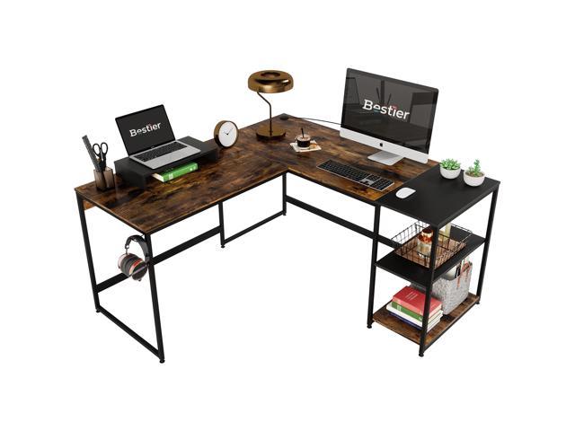 Computer Gaming Office Home Desk L-Shaped Workstation Laptop Burly wood Table 