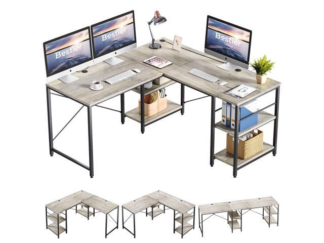 L-Shaped Home Office Corner Desk Computer PC Laptop Table Gaming Espresso 
