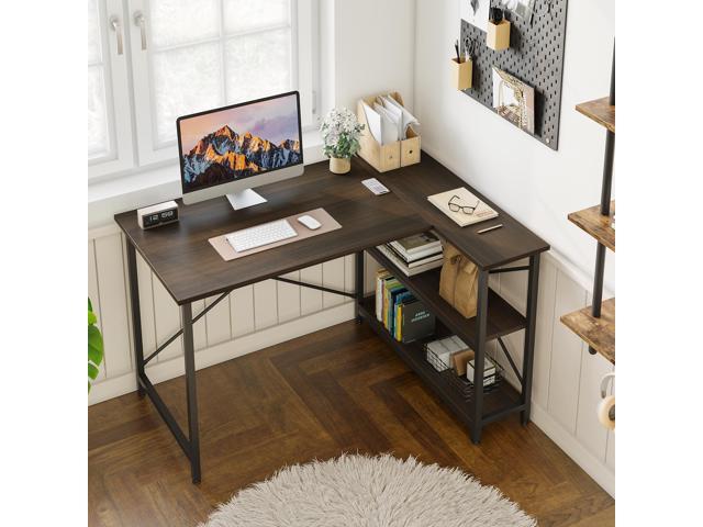 small office desk with shelf