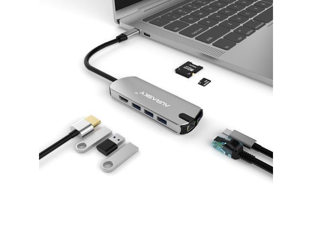 USB Hub 3.0 Multi-Function Hub 7-in-1 Double-Head Type-C PD Charging Light Hint Plug and Play Rapid Transmission USB3.02 TF Card Slot SD Card Slot 