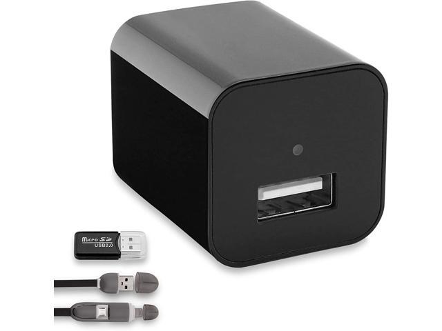 Hidden Spy Camera USB Charger, Office & Home Security Nanny Cam with SD Card Surge Protection, Motion Detection, Full HD Video, Connects to Smartphone, Secret Camera for Elderly Parents, Pets