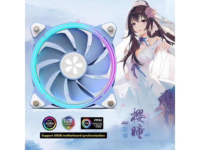 Yeston * zeaginal Sakura ARGB*3 LED 120mm Case Fan,Quiet Edition High Airflow Color LED Case Fan for PC Cases, CPU Coolers,Radiators SystemComputer Case Cooling Fan