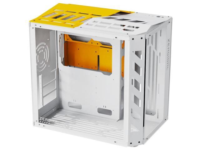 YESTON* Zeaginal ZC-15 G White&Yellow Tempered Glass Mini Computer Case Support 360mm+240mm Radiator Support ATX/M-ATX/ ITX Motherboard USB3.0 -White&Yellow Version Aluminum PC Case