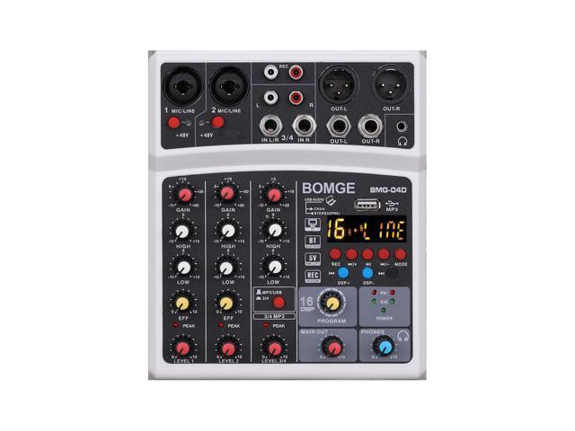 BOMGE 4 Channels Audio Sound Mixer Mixing DJ Console USB with 48V
