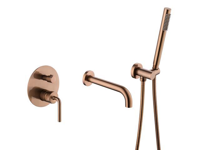 Rose Golden Brushed Nickel Modern Wall, Copper And Nickel Bathtub Faucet