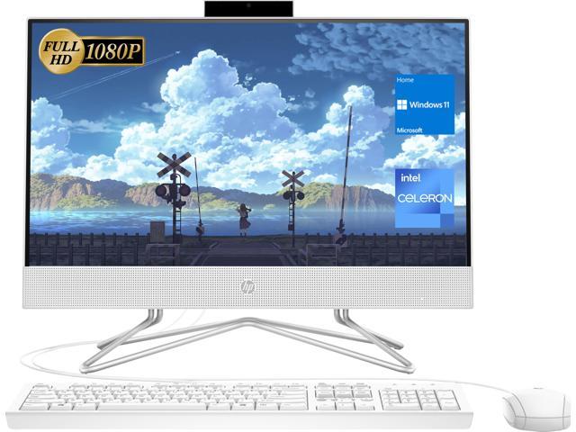 HP All-in-One Desktop 21.5" FHD Display Intel Celeron J4025 Processor 16GB DDR4 RAM 1TB PCIe SSD Webcam WiFi HDMI RJ-45 Wired Keyboard&Mouse Windows 11 Home White