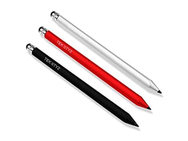 Tek Styz Pro Stylus Capacitive Pen Works for Samsung S8 Edge with Upgraded Custom High Precision Touch Full Size 3 Pack! Black Silver RED