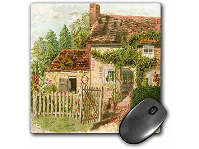 8 by 8 inches Mouse Pad mp_224314_1 Image of English Country Cottage Painting