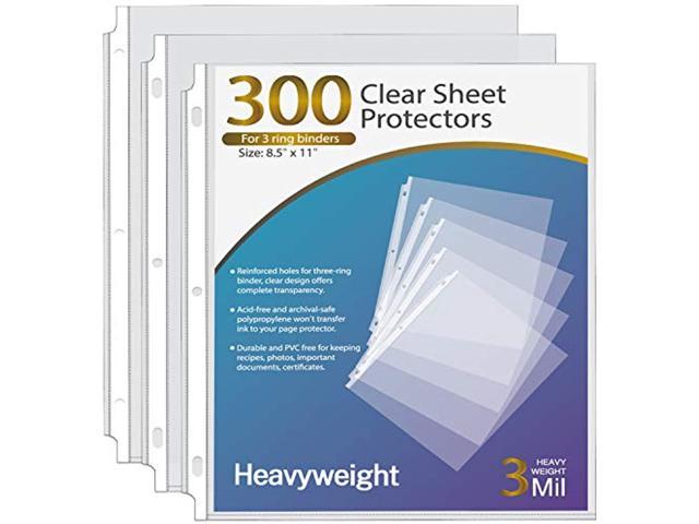 Archival Safe Top Load for 8.5 x 11 Inch Sheets Reinforced 3 Hole Design Plastic Page Protectors Box of 100 Samsill 100 Non-Glare Heavyweight Sheet Protectors 