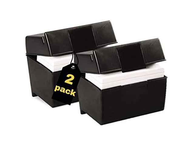 H4D 3x5 Index Card Holder with Dividers and Ruled Index Cards 100 Count,  Black